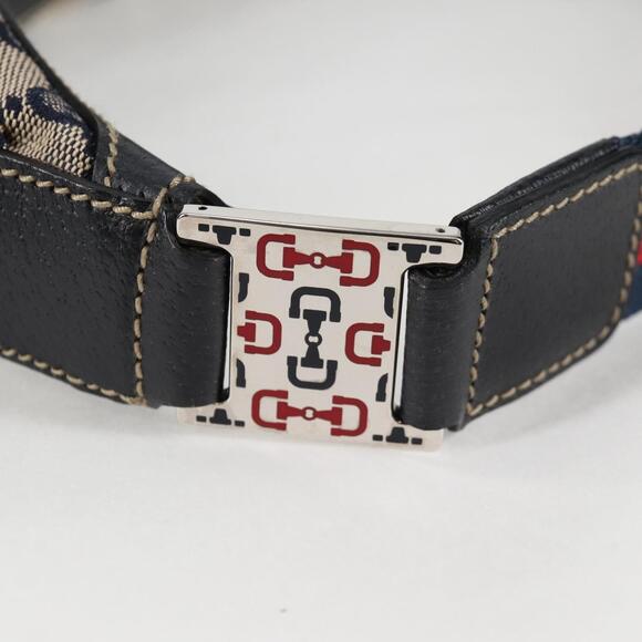 GUCCI GG Canvas Sherry Line Shoulder Bag Navy Beige Red - Picture 8 of 16